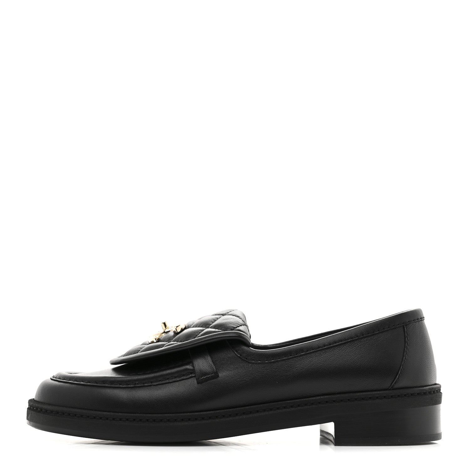 Chanel Lambskin Quilted CC Turnlock Loafers 37 Black 1 of 10