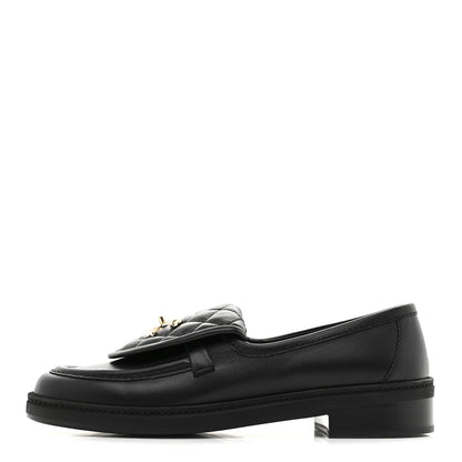 Chanel Lambskin Quilted CC Turnlock Loafers 37 Black 1 of 10
