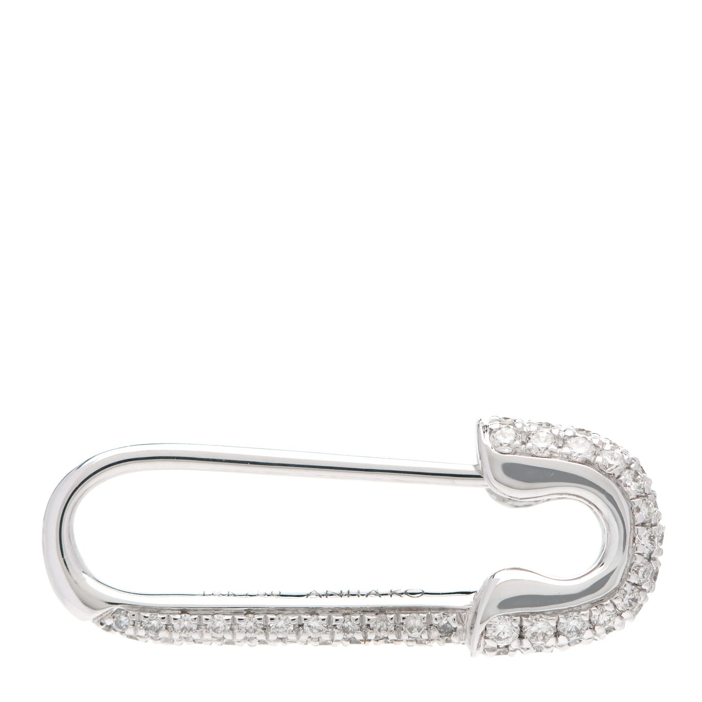 18K White Gold Diamond Mini Safety Pin Earring