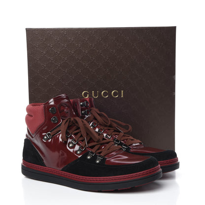 Gucci Patent Suede Mens Softy Tek High Top Sneakers 12 Black Charcoal Jupiter 10 of 10