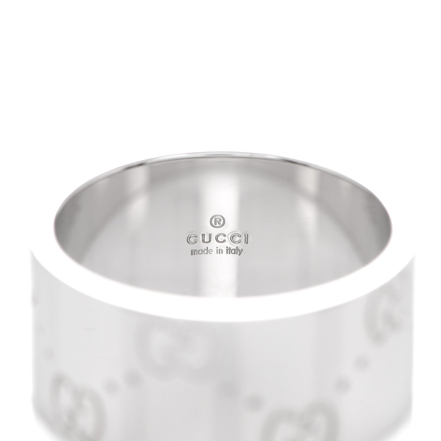 18K White Gold 9mm Icon Band Ring 53 6.25