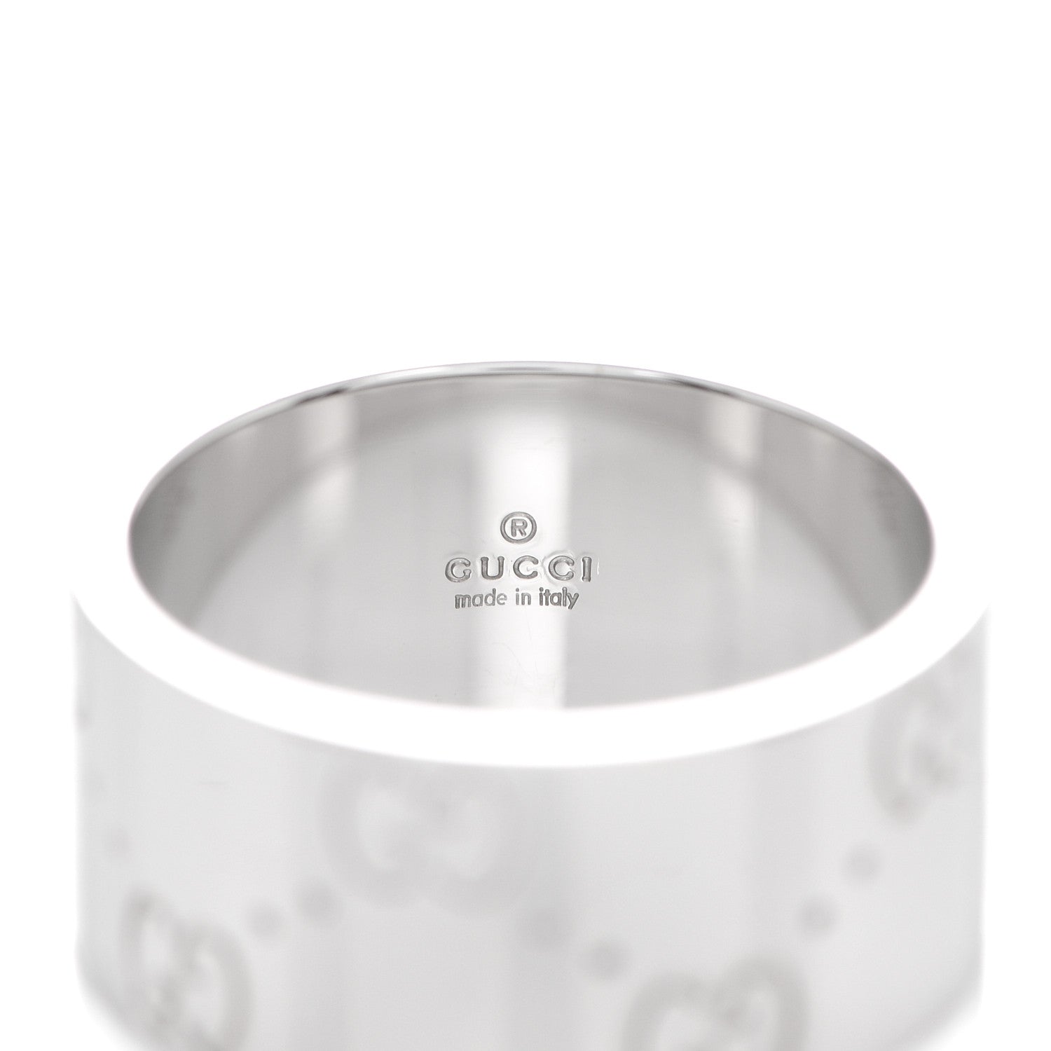 Gucci 18K White Gold 9mm Icon Band Ring 53 6.25 4 of 8