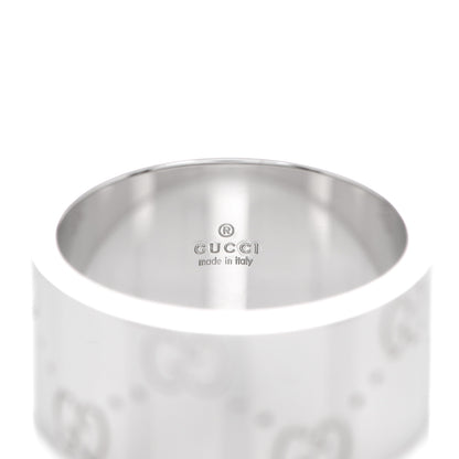 Gucci 18K White Gold 9mm Icon Band Ring 53 6.25 4 of 8