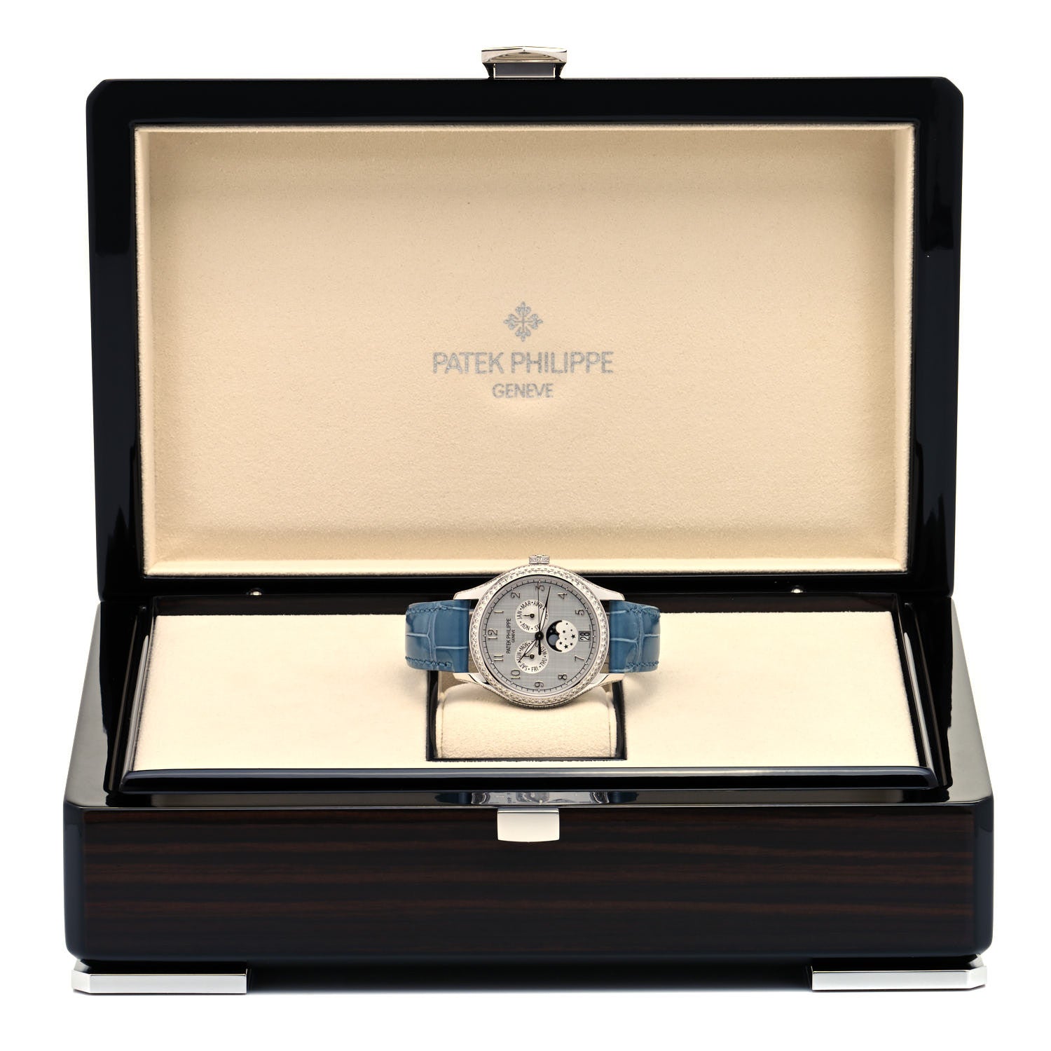 Patek Philippe 18K White Gold Alligator Diamond Bezel 38mm Annual Calendar Automatic Watch 4947G-010 5 of 5