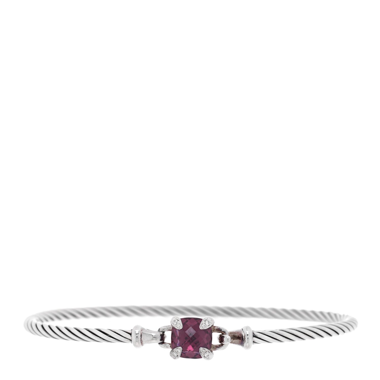 David Yurman Sterling Silver Diamond Rhodolite Garnet 8mm Chatelaine Bracelet 1 of 4
