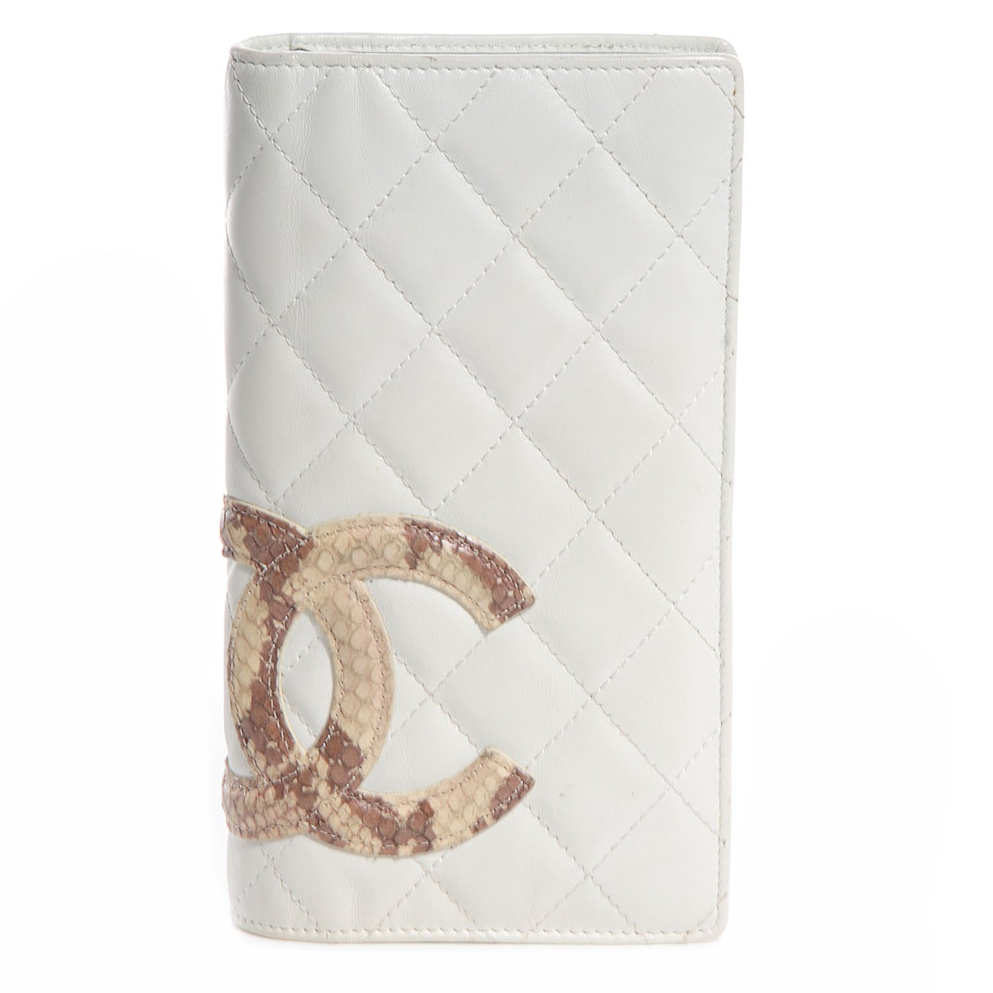 Calfskin Python Quilted Cambon Yen Wallet White