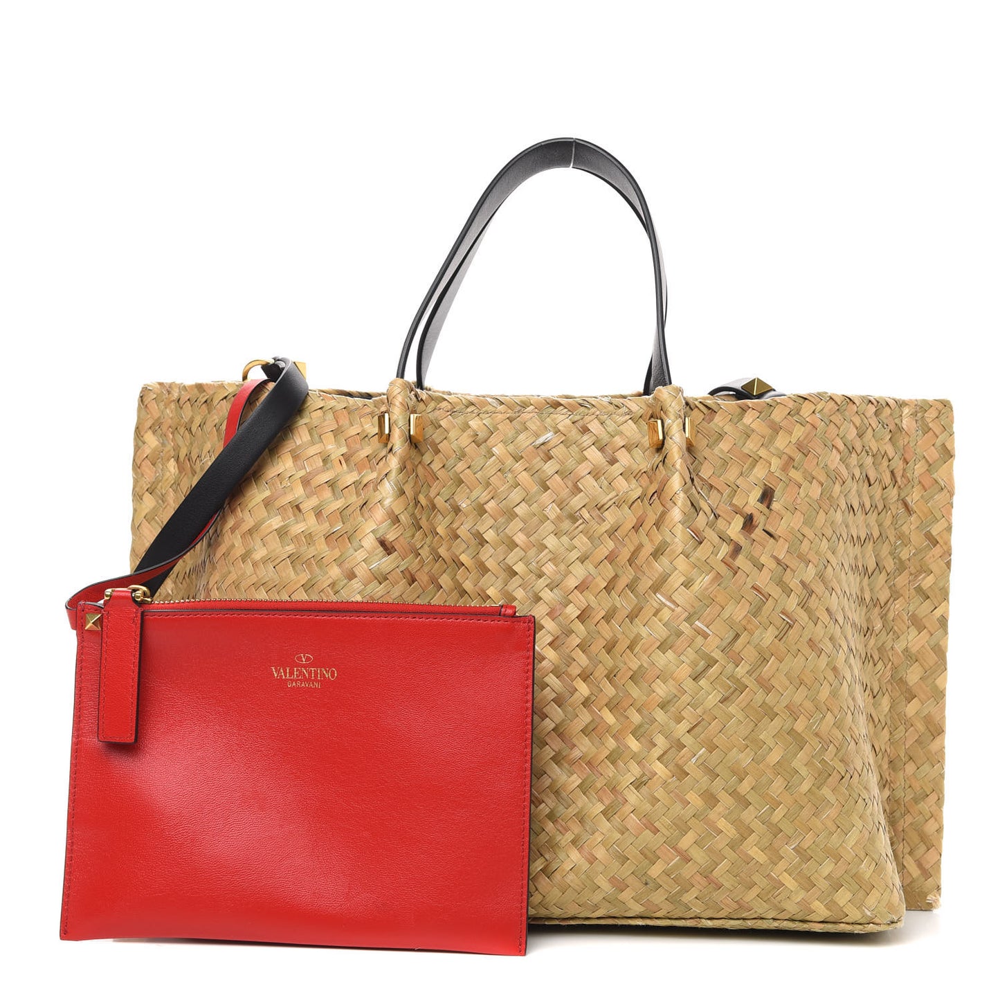Raffia Medium Vlogo Escape Shopper Natural Black Rouge