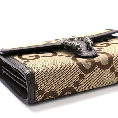 Gucci Monogram Jumbo GG Textured Dollar Calfskin Mini Dionysus Chain Wallet Camel Ebony New Acero 7 of 8