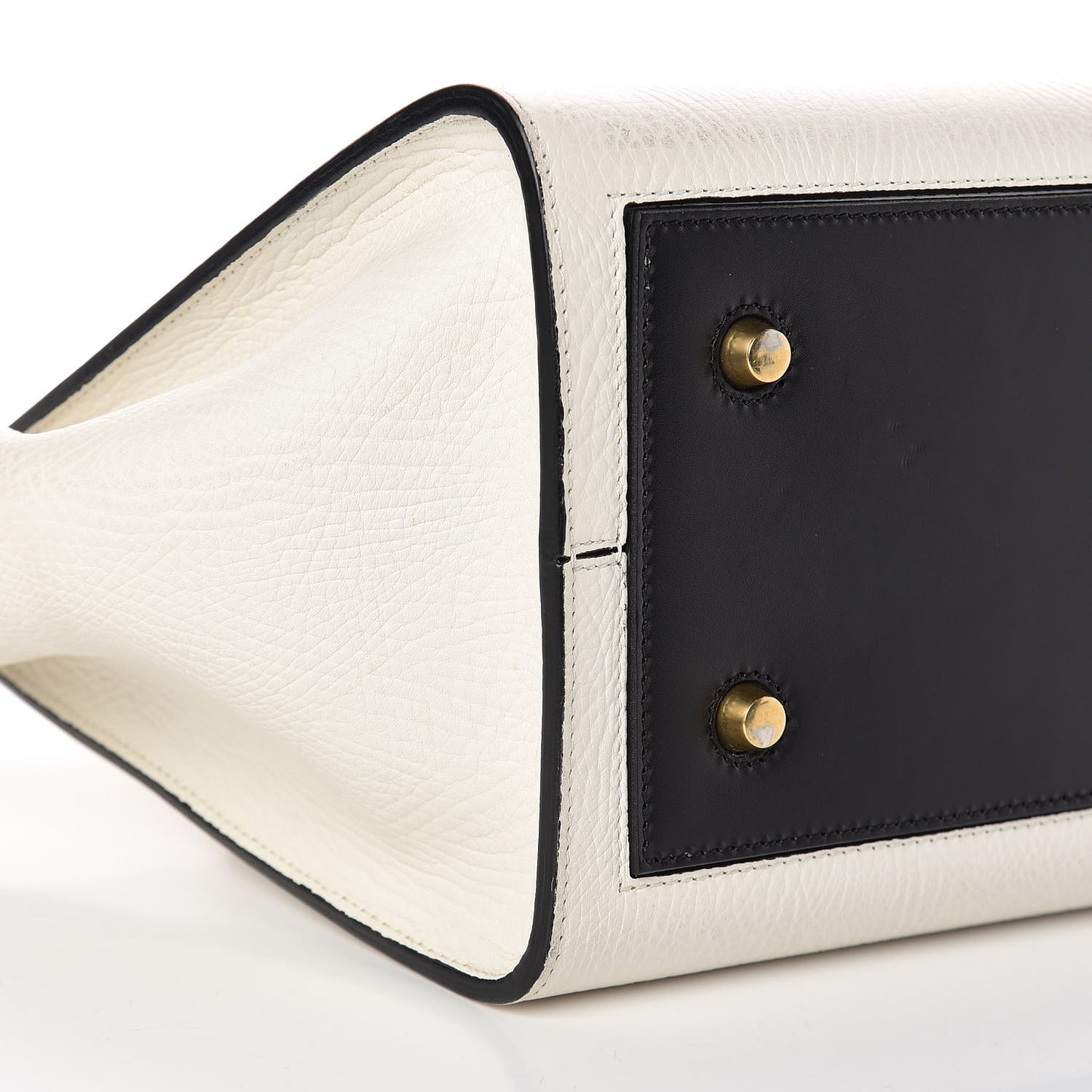 Elephant Calfskin Mini Bi-Color Tie Knot Tote White Black
