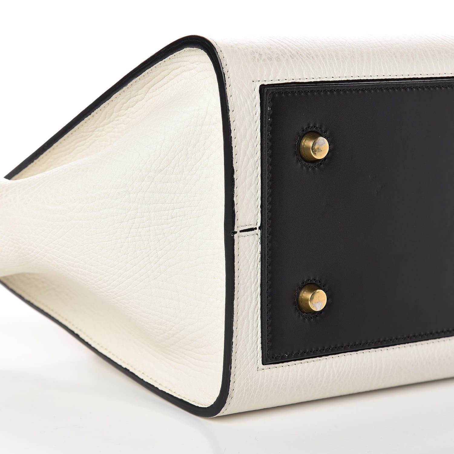 Celine Elephant Calfskin Mini Bi-Color Tie Knot Tote White Black 9 of 21