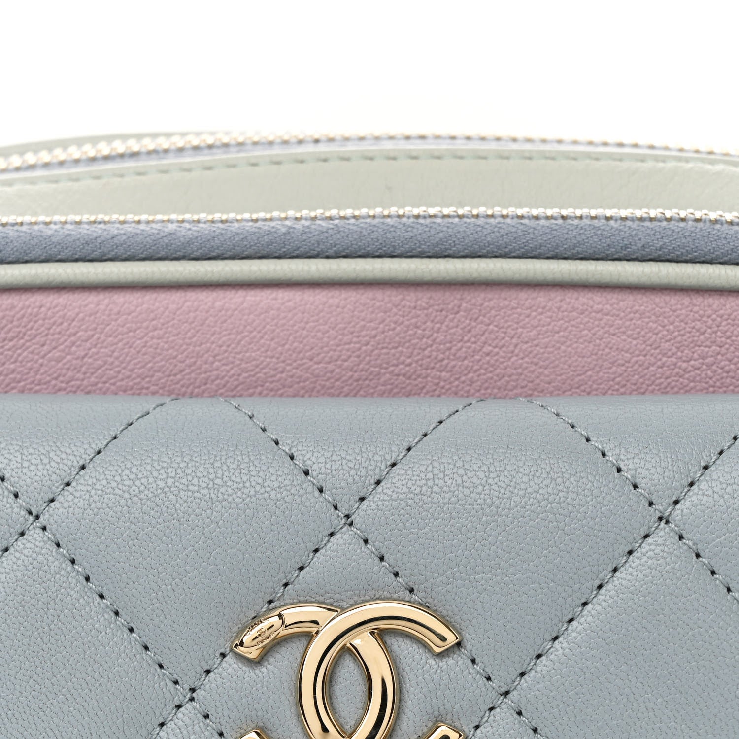 Chanel Goatskin Quilted Waist Bag Green Blue Pink 8 of 10