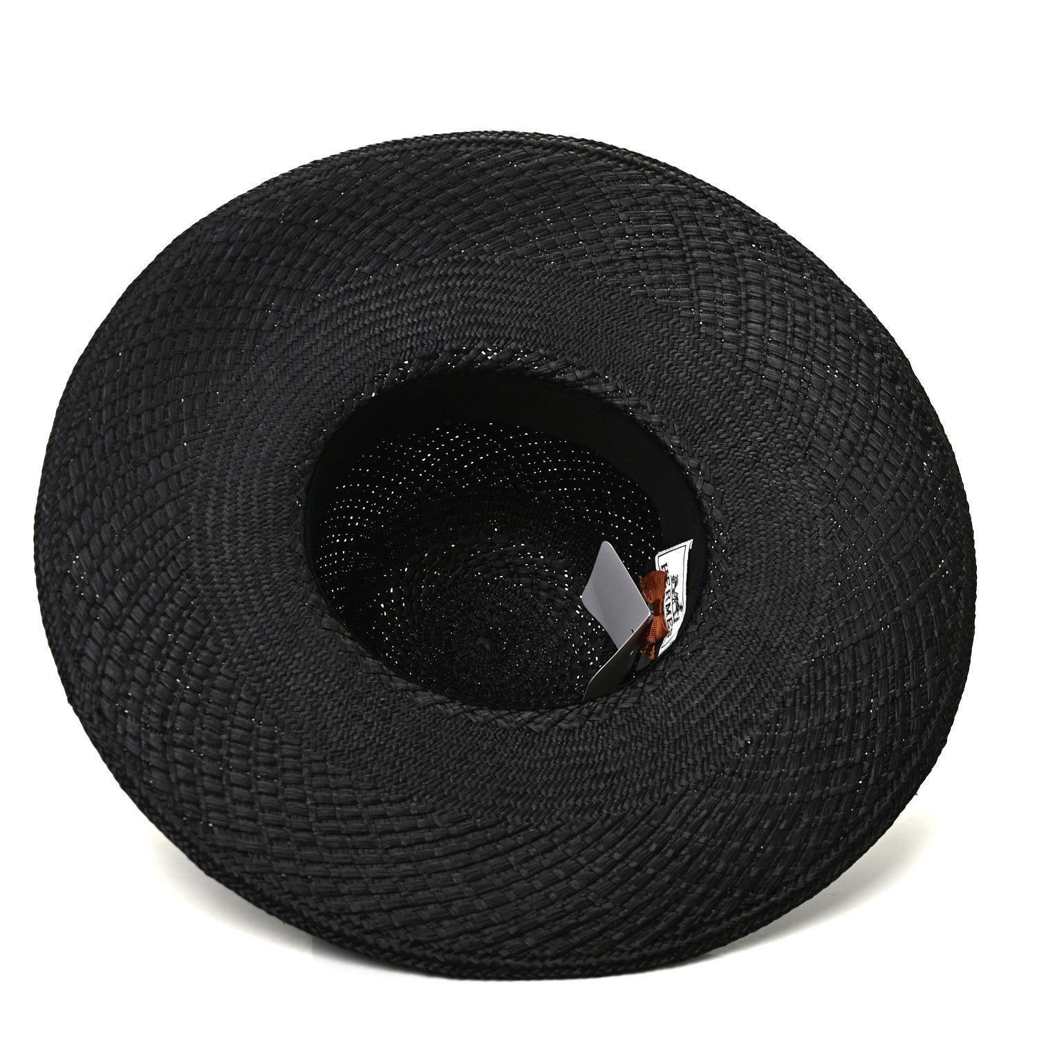 Hermes Straw Brides De Gala Panama Carrousel Hat 57 Black Terracotta 6 of 8