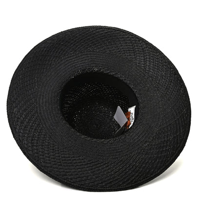 Hermes Straw Brides De Gala Panama Carrousel Hat 57 Black Terracotta 6 of 8