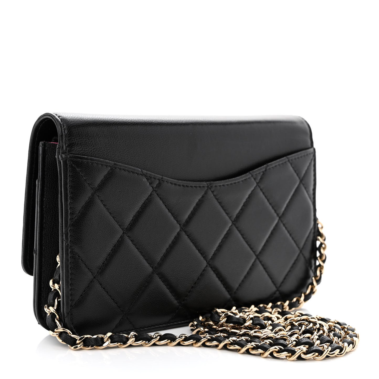 Goatskin Quilted Timeless CC Wallet On Chain WOC Black