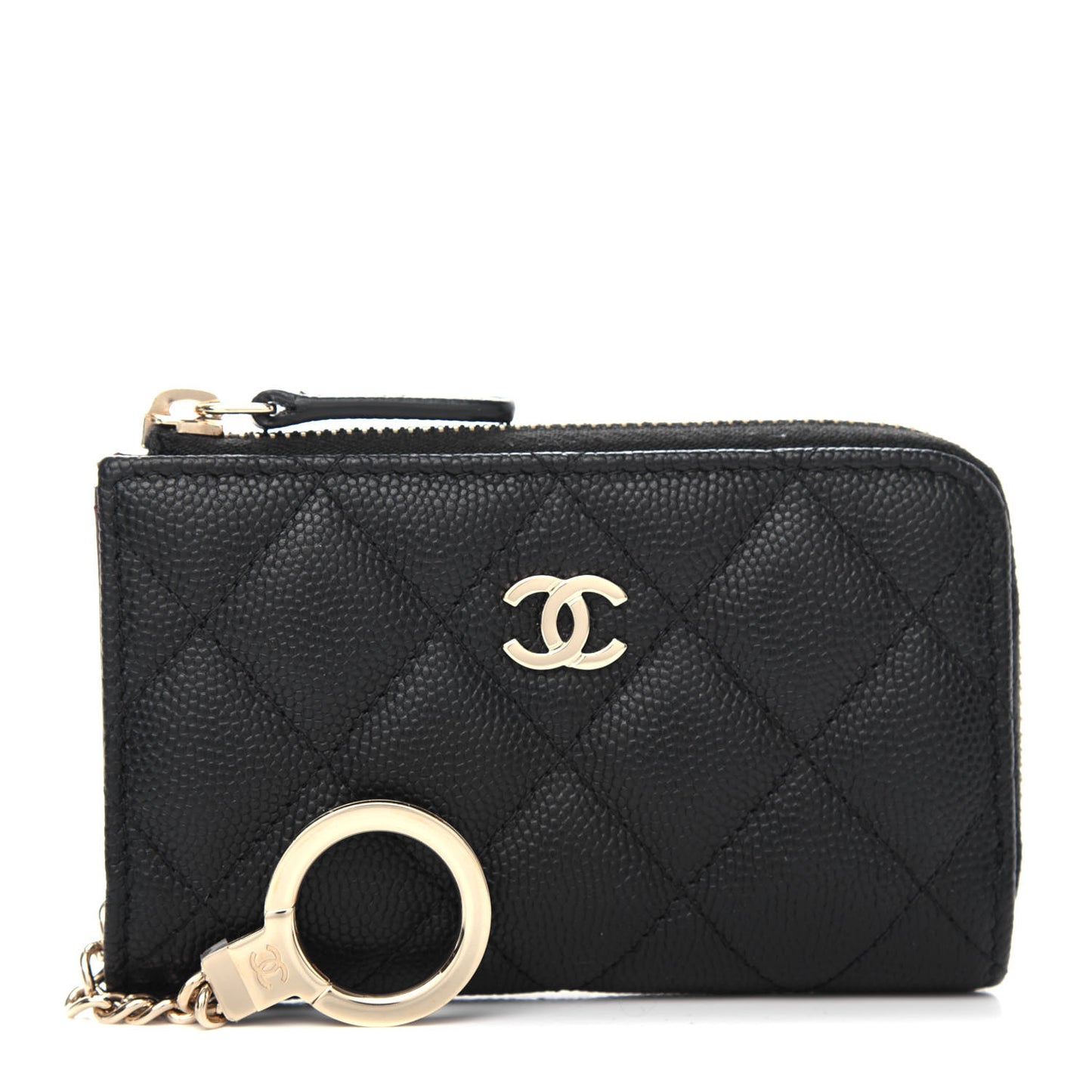 Caviar Quilted Key Holder Case Black