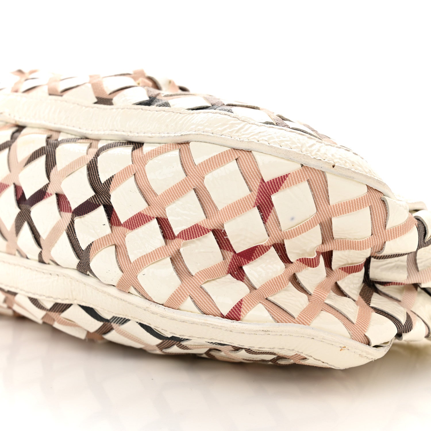 Burberry Patent Canvas Woven Nova Check Shoulder Bag White 9 of 15