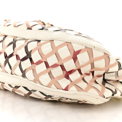 Burberry Patent Canvas Woven Nova Check Shoulder Bag White 9 of 15
