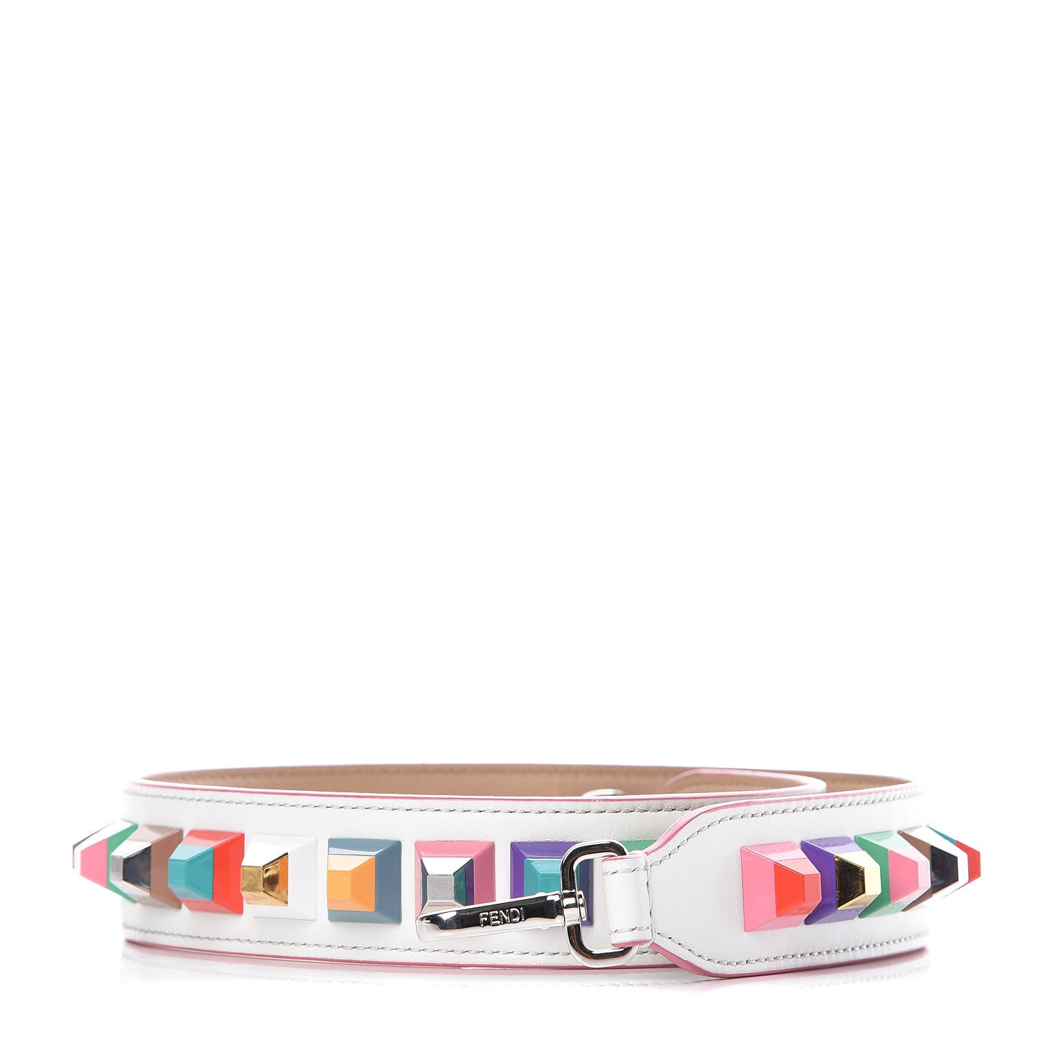 Fendi Vitello Dolce Plexiglass Bi-Color Studded Strap You White Ice Cuoio Multicolor 1 of 3