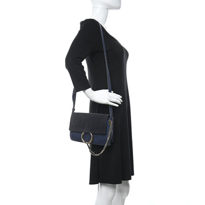 Chloe Suede Calfskin Small Faye Shoulder Bag Denim Blue 2 of 8