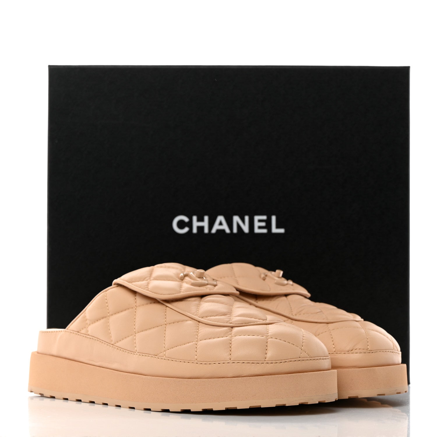 Chanel Lambskin Quilted CC Turnlock Mules 40 Beige 9 of 9