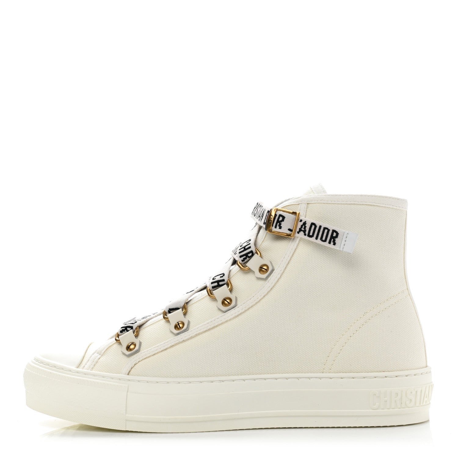 Christian Dior Technical Mesh Calfskin Womens Walk'N'Dior High Top Sneaker 38.5 Milk 1 of 9