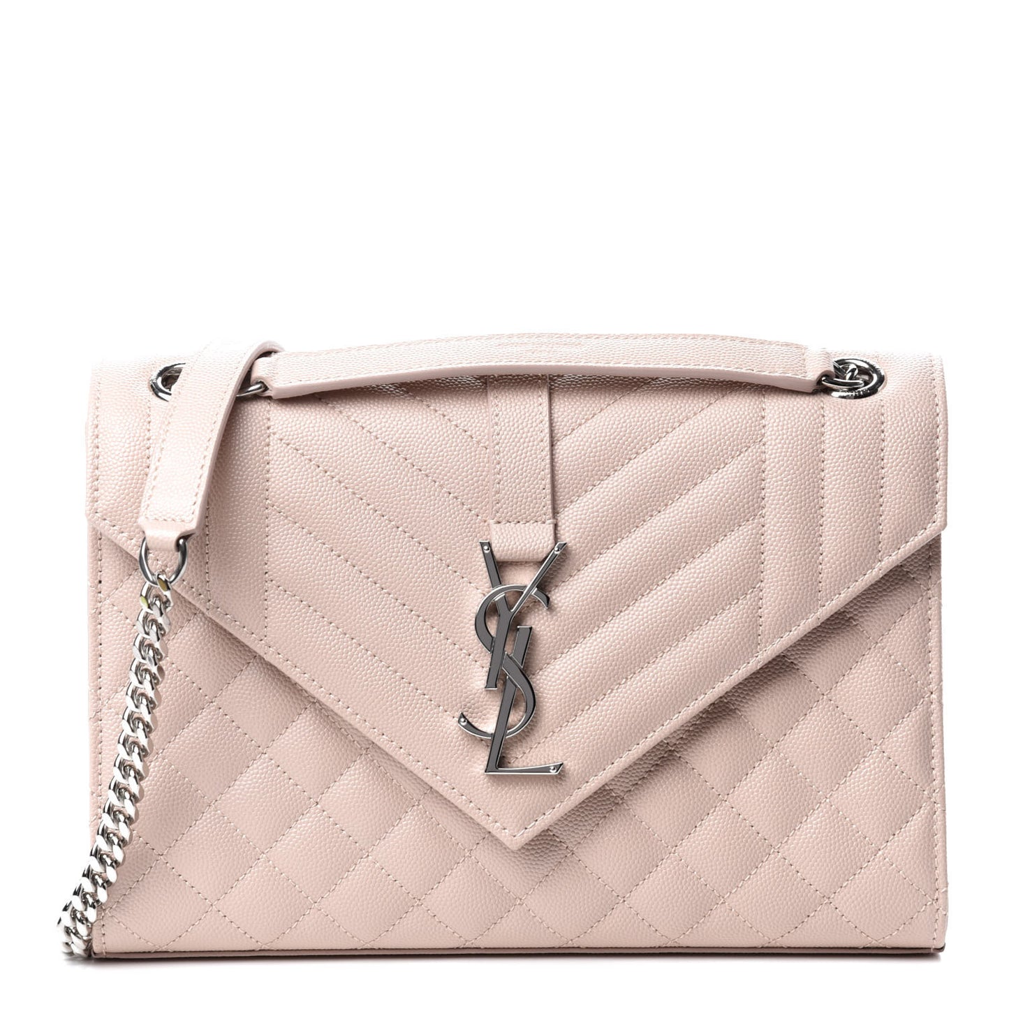 Grain De Poudre Textured Mixed Matelasse Medium Triquilt Monogram Satchel Marble Pink