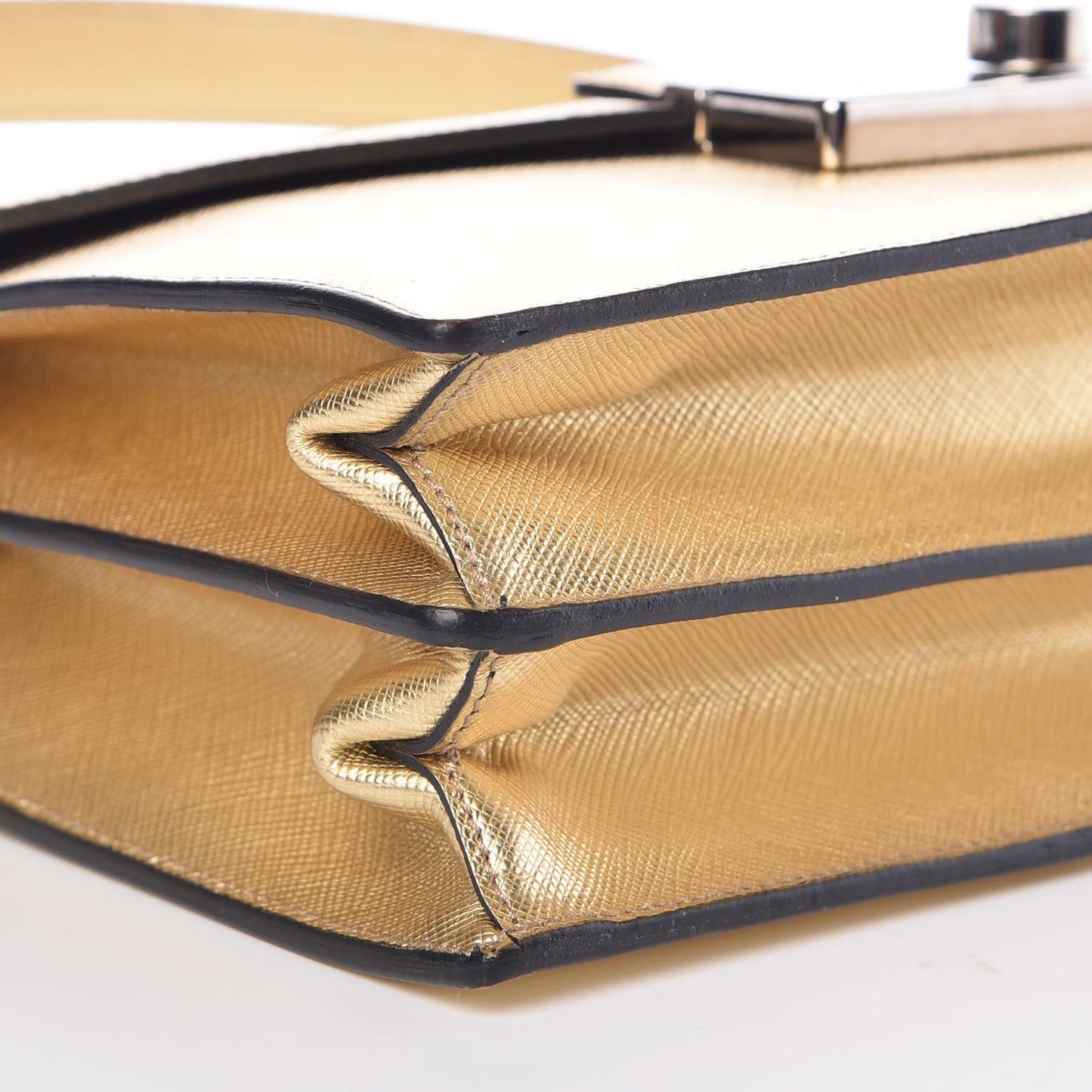 Saffiano Lux Sound Shoulder Bag Gold