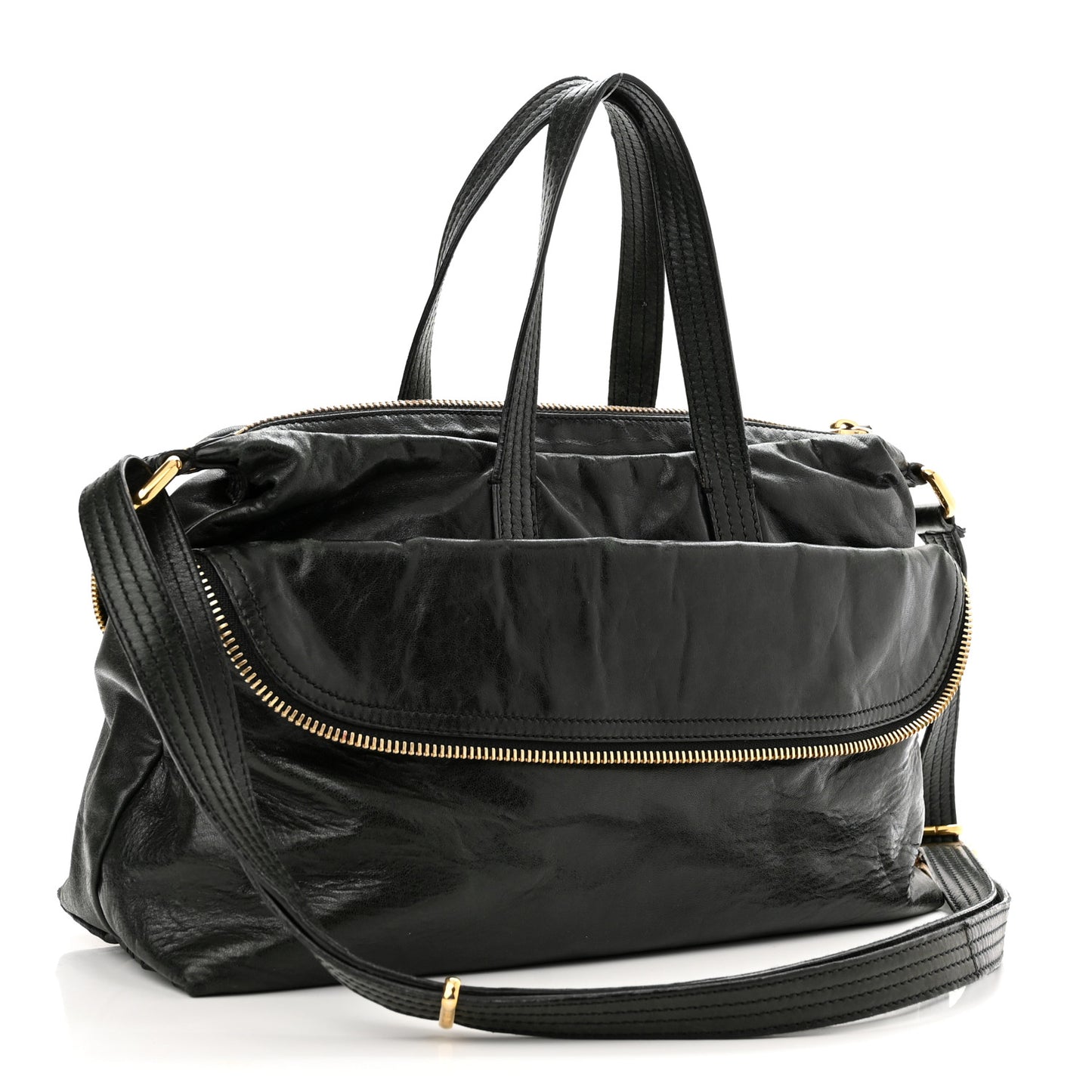 Goatskin Zip It Satchel Black