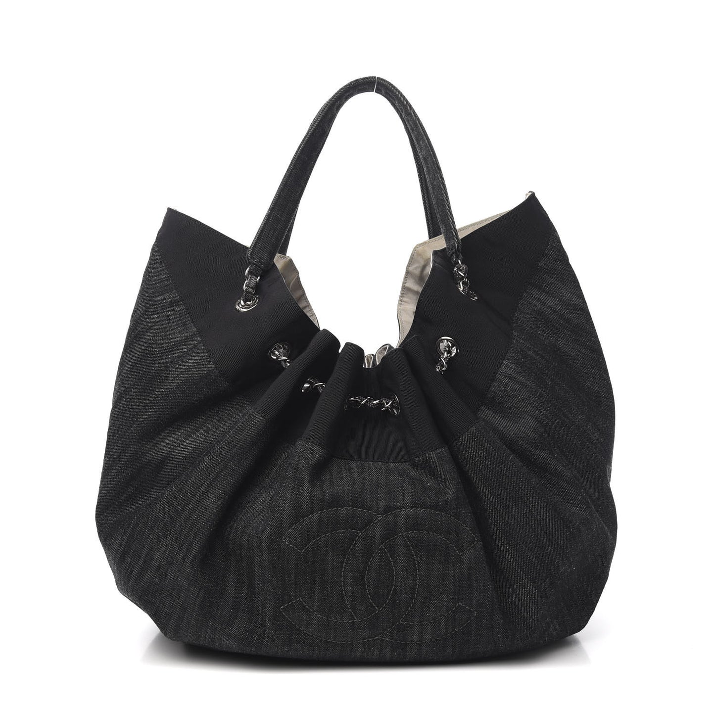 Denim Quilted Stretch Spirit Large Cabas Tote Blue