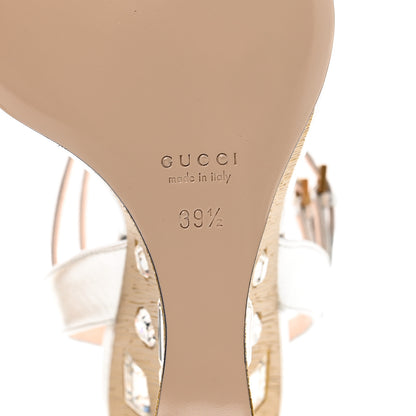 Gucci Nappa Silk Swarovski Crystal Wedge Engel Sandals 39.5 Argento 6 of 11