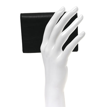 Saint Laurent Calfskin Crocodile Embossed Monogram Monochrome Business Card Holder Black 2 of 9