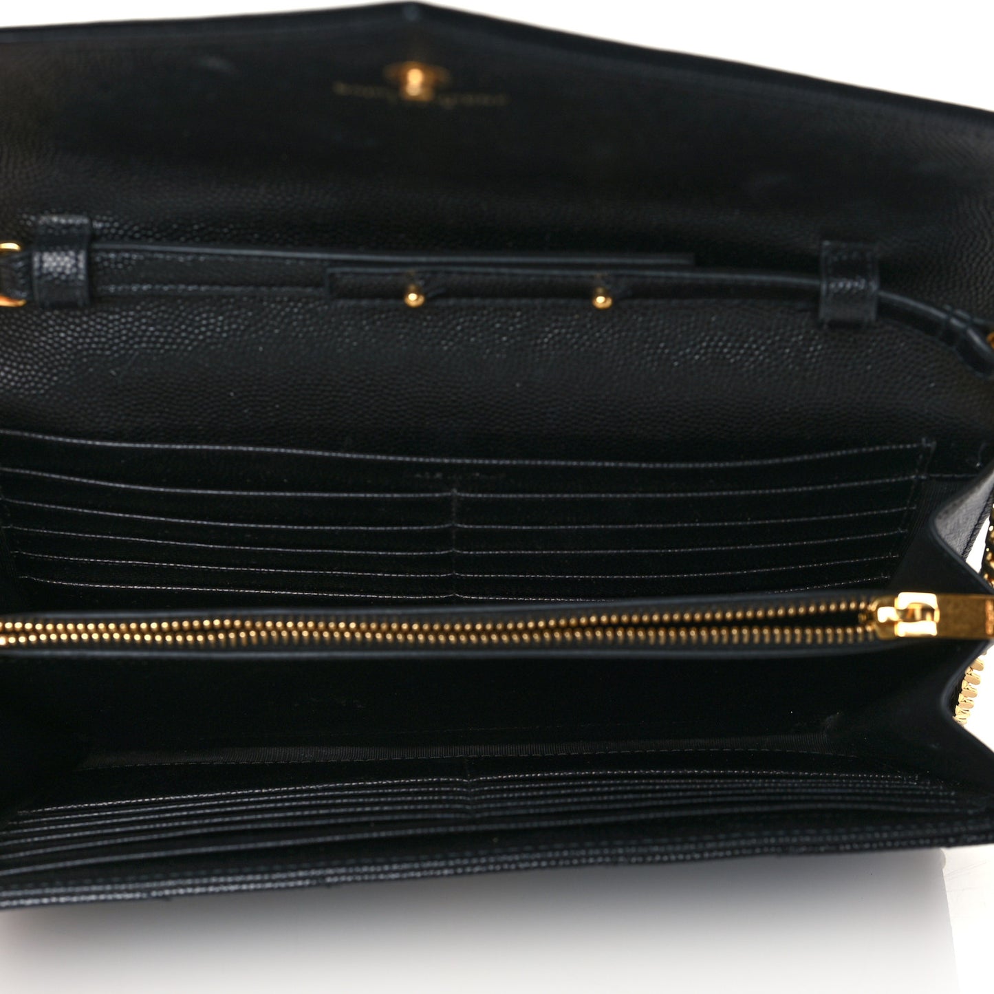 Grain De Poudre Matelasse Chevron Monogram Chain Wallet Black
