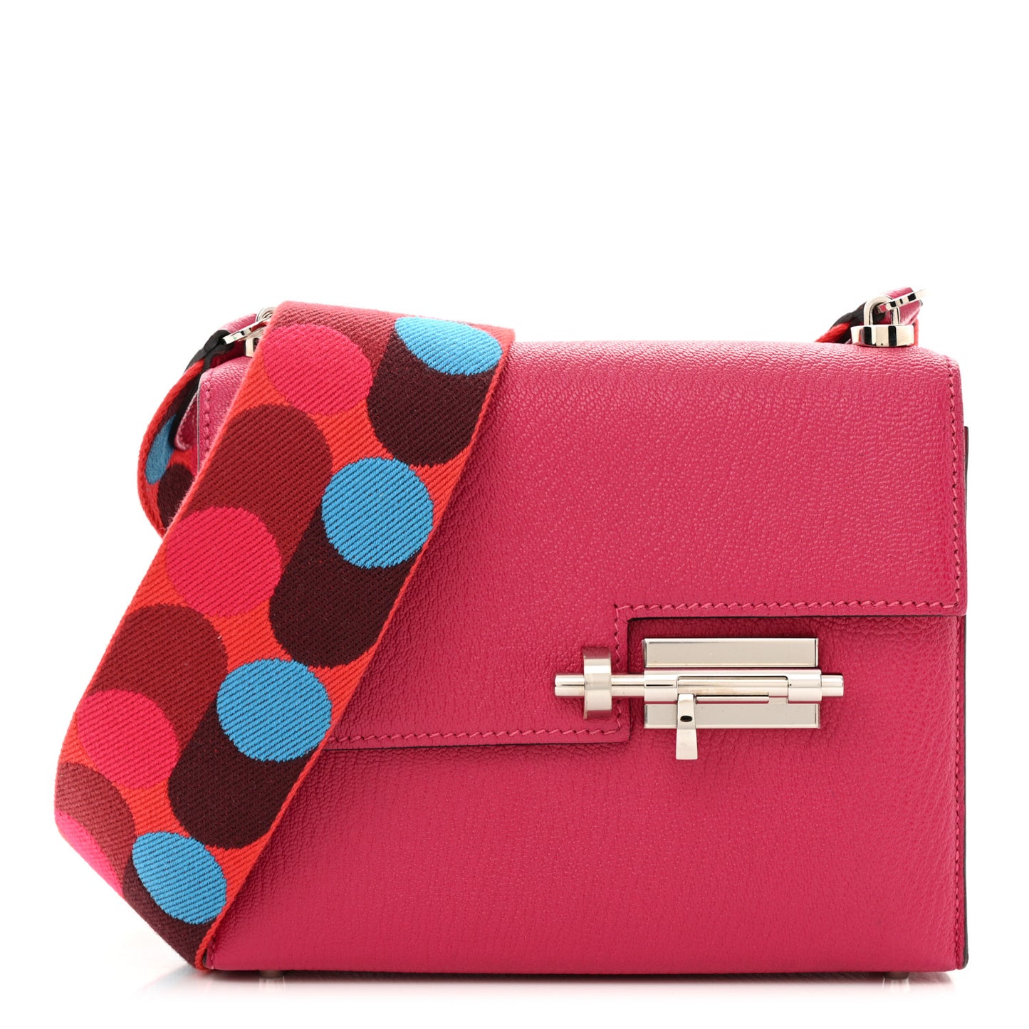 Chevre Mysore Mini Verrou Large Strap Bag Rose Mexico
