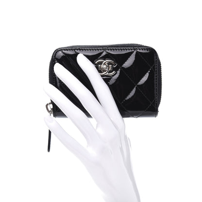 Chanel Patent Quilted Coco Boy Zip Coin Purse Black 2 of 10