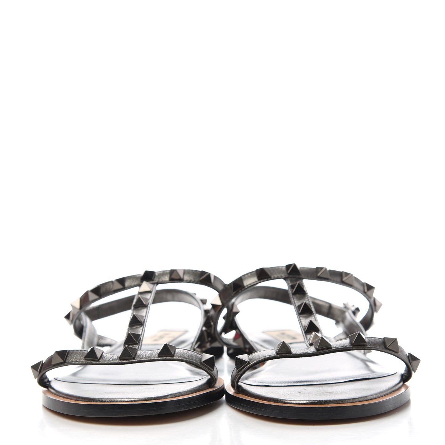Metallic Nappa Rockstud T-Strap Slingback Flat Sandals 37.5 Rutenio