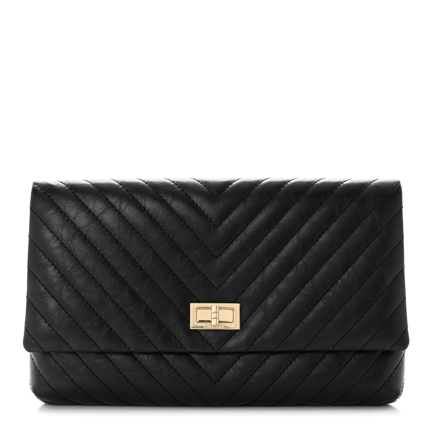 Aged Calfskin Chevron Quilted Reissue 2.55 Clutch Black