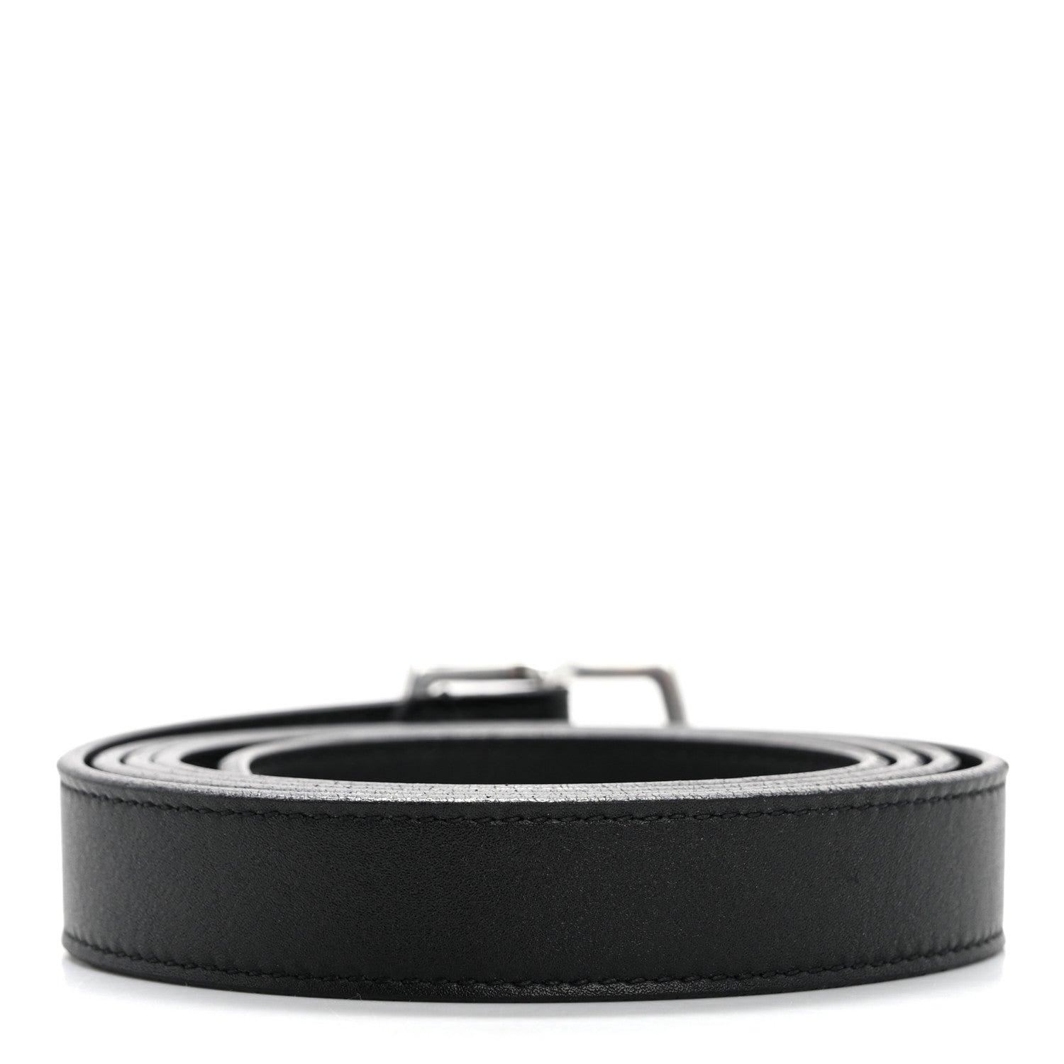 Saint Laurent Smooth Calfskin Square Buckle Belt 100 40 Black 2 of 7