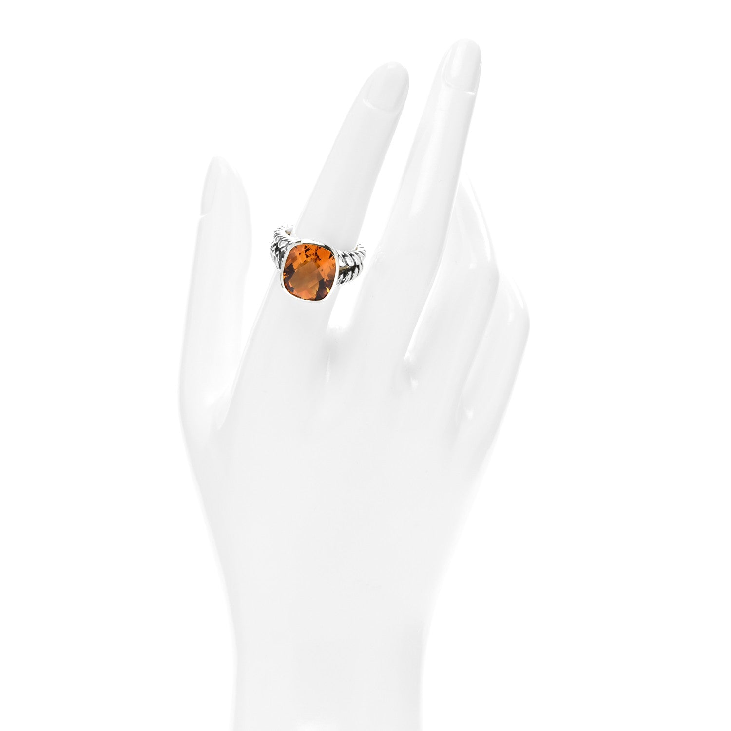 David Yurman Sterling Silver 18K Yellow Gold Citrine 14mm Noblesse Ring 54 7 2 of 5