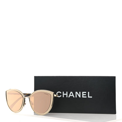 Chanel 18K Gold Metal Cat Eye Sunglasses 4222 Gold 8 of 8