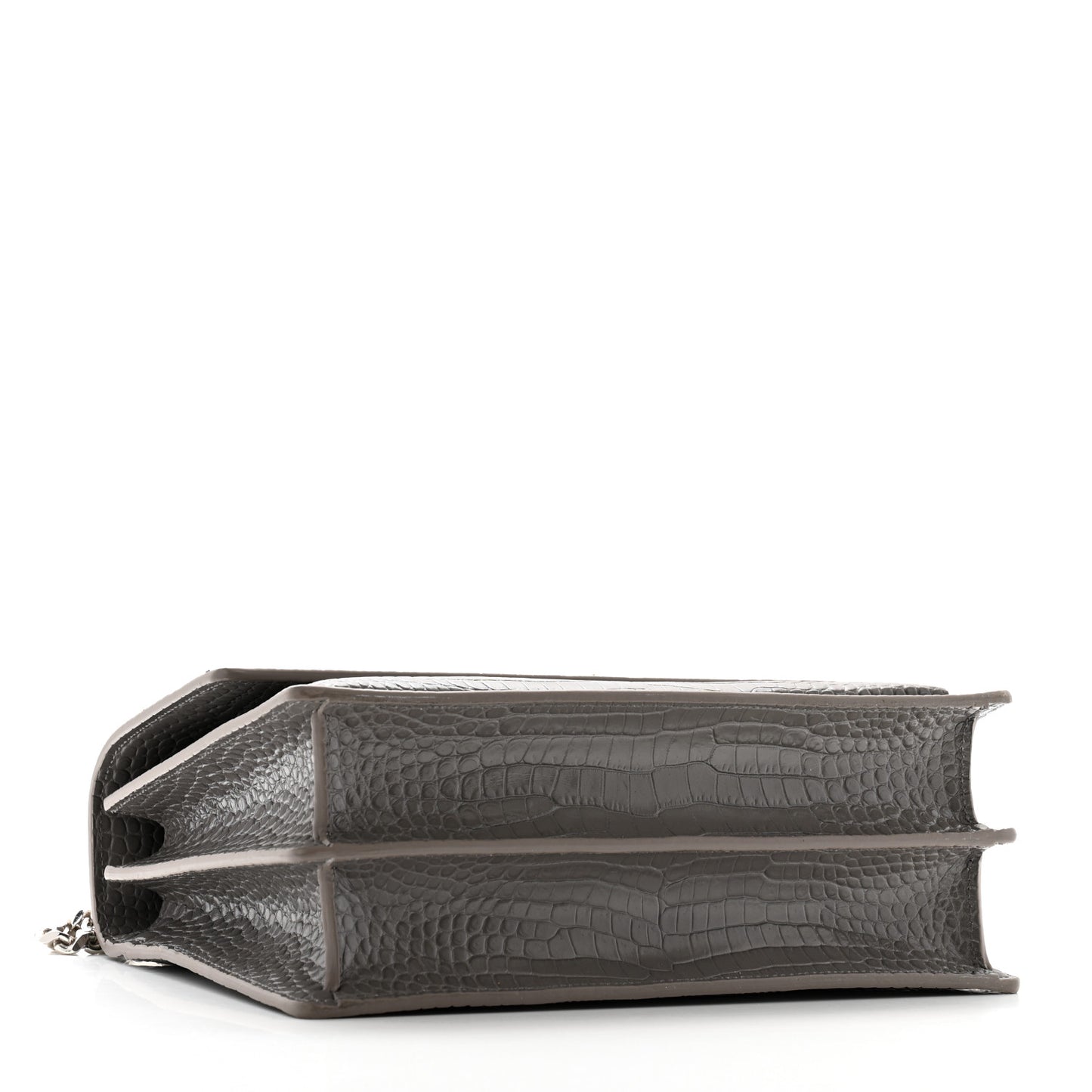 Calfskin Crocodile Embossed Large Monogram Sunset Fog