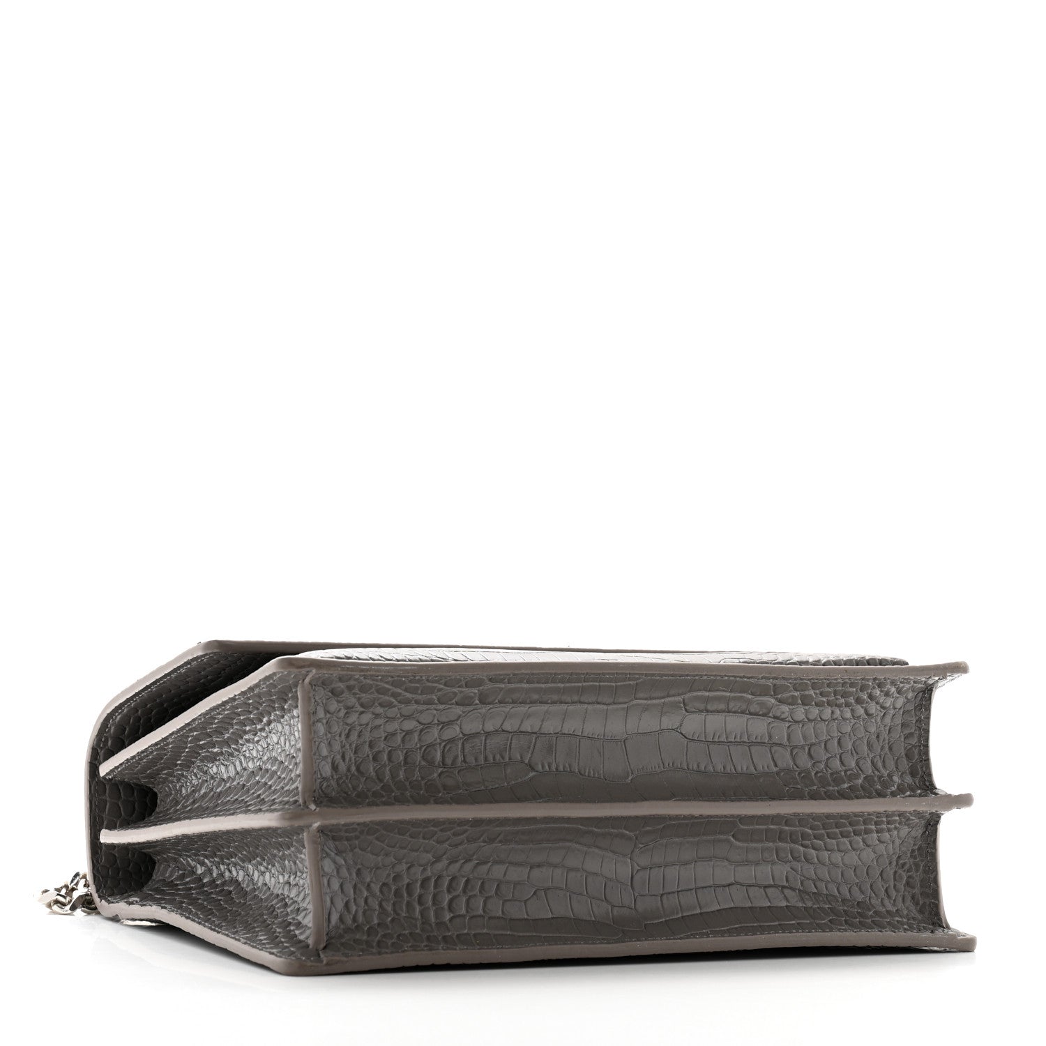Saint Laurent Calfskin Crocodile Embossed Large Monogram Sunset Fog 4 of 12