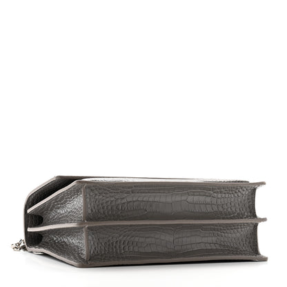 Saint Laurent Calfskin Crocodile Embossed Large Monogram Sunset Fog 4 of 12