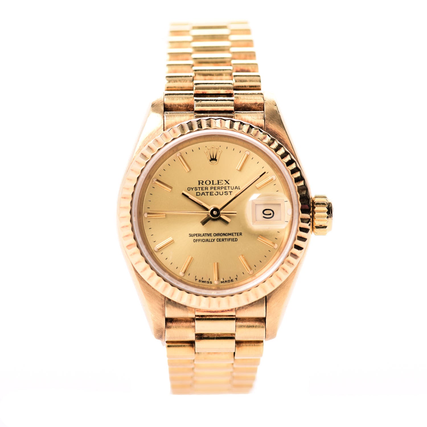 Rolex 18K Yellow Gold 26mm Oyster Perpetual Datejust President Watch Champagne 69178 1 of 7