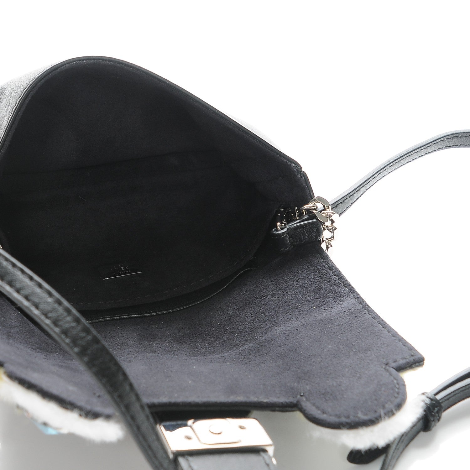 Fendi Shiny Nappa Rabbit Fur Crystal Flowerland Micro Buggie Baguette Black Mojito Multicolor 5 of 7