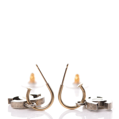 Chanel Enamel Pearl Crystal CC Drop Earrings White 4 of 4