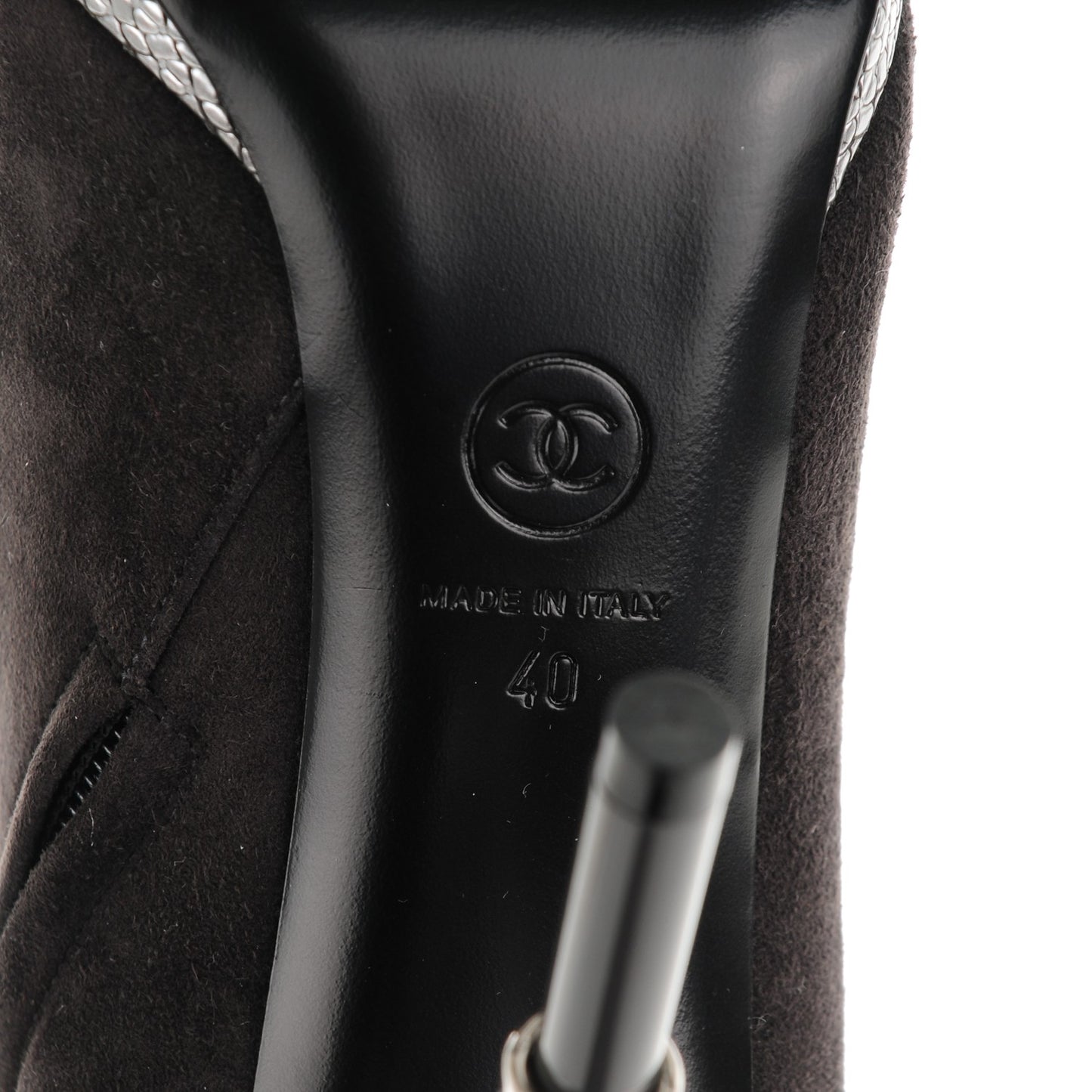 Suede Calfskin Satin Short Boots 40 Dark Grey