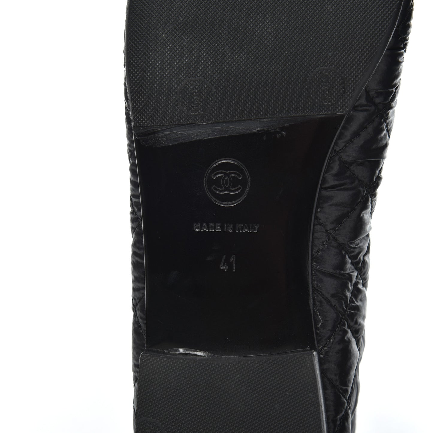 Nylon Quilted Cap Toe Ballerina Flats 41 Black