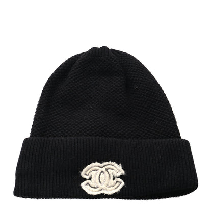 Chanel Cashmere CC Logo Beanie Hat Black 1 of 4