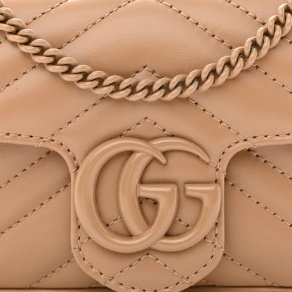 Gucci Calfskin Matelasse Monochrome Super Mini GG Marmont Shoulder Bag Camelia 8 of 12
