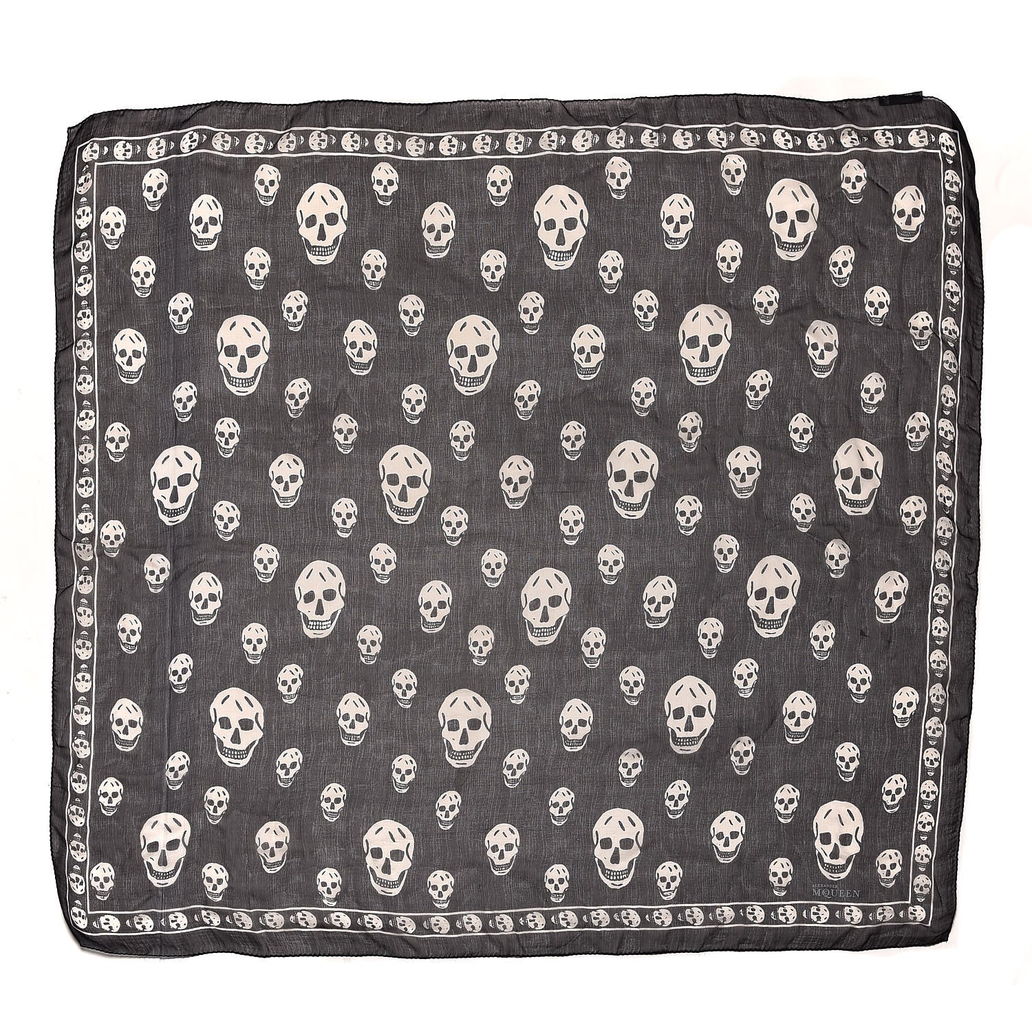 Alexander McQueen Silk Chiffon Skull Scarf Black Ivory 1 of 5